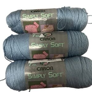 Caron Simply Soft Yarn light Country Blue 3 skeins NWT